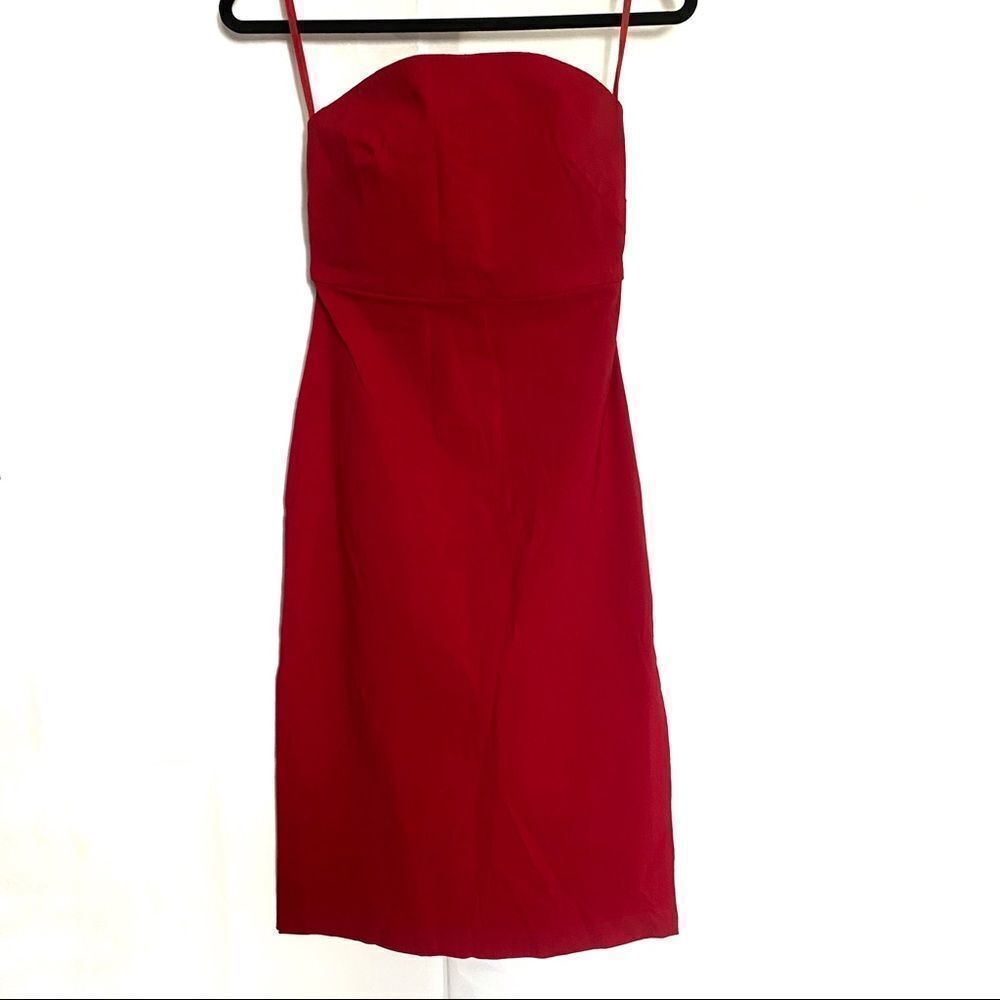 Express Red Stretch Strapless Dress
